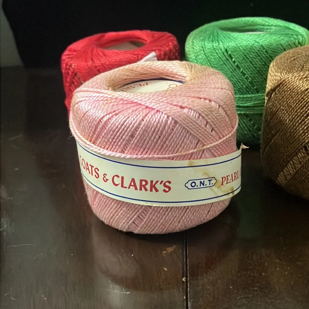 Lot of 5 Vintage Coats & Clark's size 5 Pearl Cotton Thread Balls Crochet Knit